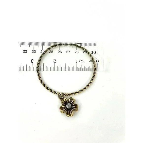 Bronze Tone Metal Charm Flower Rhinestone Bracelet - Picture 4 of 6